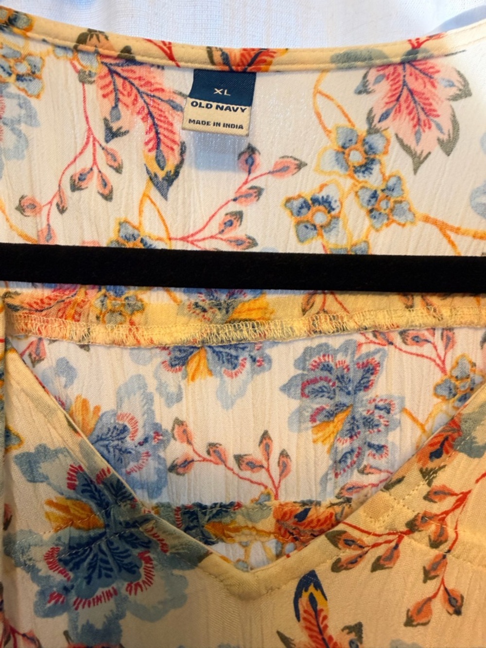 Old Navy Cream Floral Peasant Blouse with Blue & Pink Flowers - Picture 3 of 9
